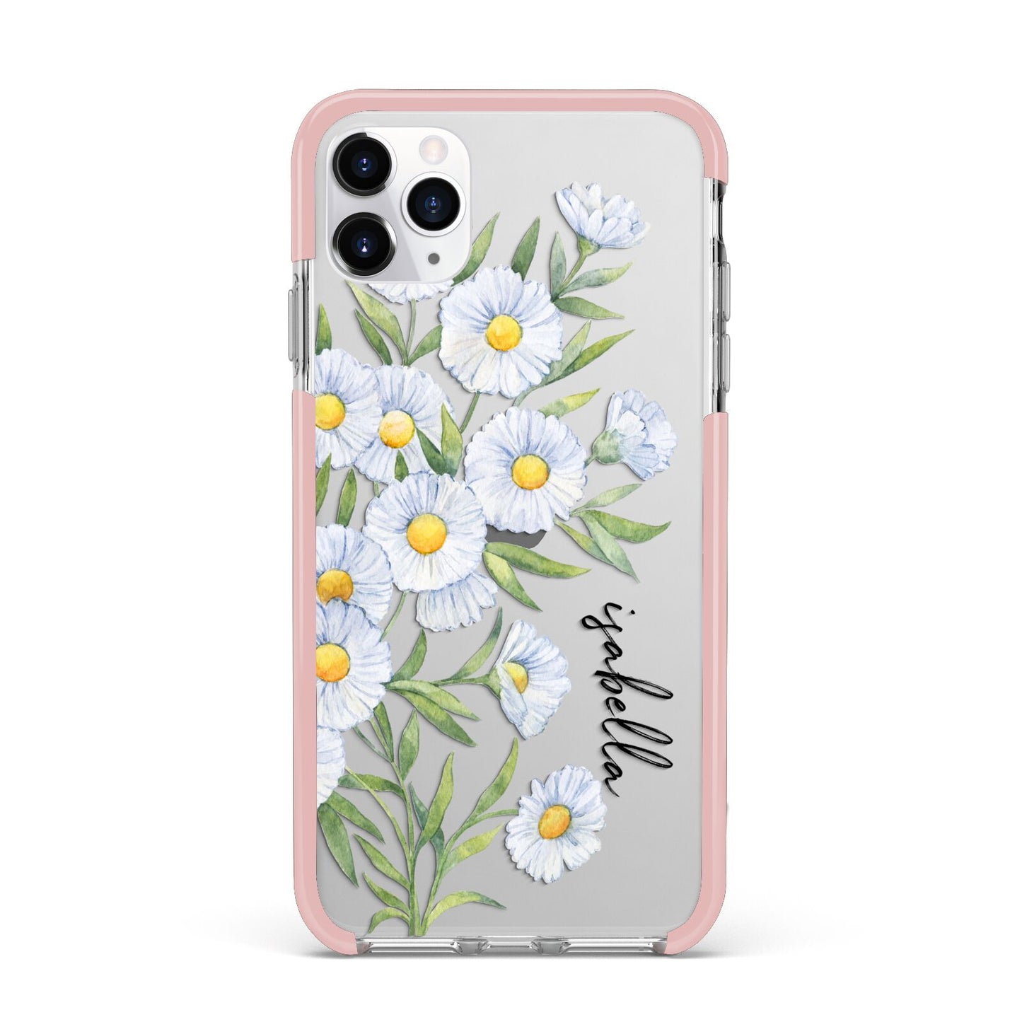 Personalised Daisy Flower iPhone 11 Pro Max Impact Pink Edge Case