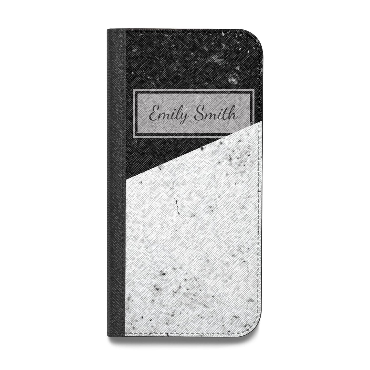 Personalised Day Night Marble Name Initials Vegan Leather Flip Samsung Case