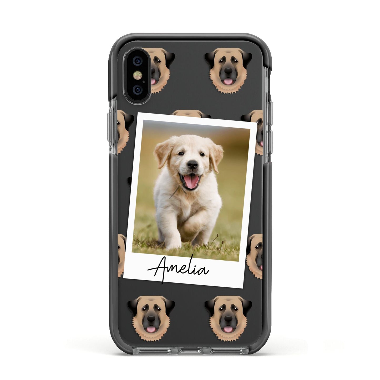 Personalised Dog Photo Apple iPhone Xs Impact Case Black Edge on Black Phone