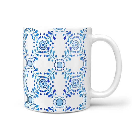 Personalised Floral Greek Tiles 10oz Mug