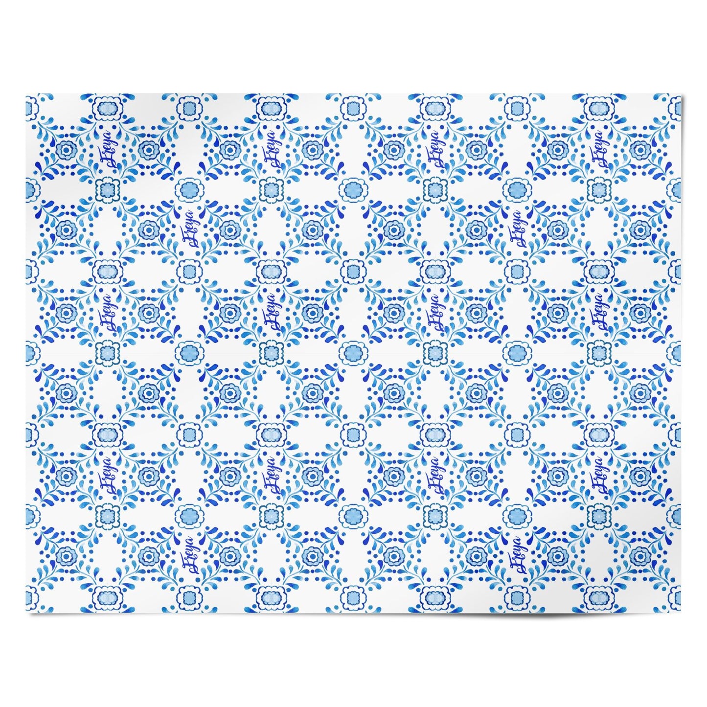 Personalised Floral Greek Tiles Personalised Wrapping Paper Alternative