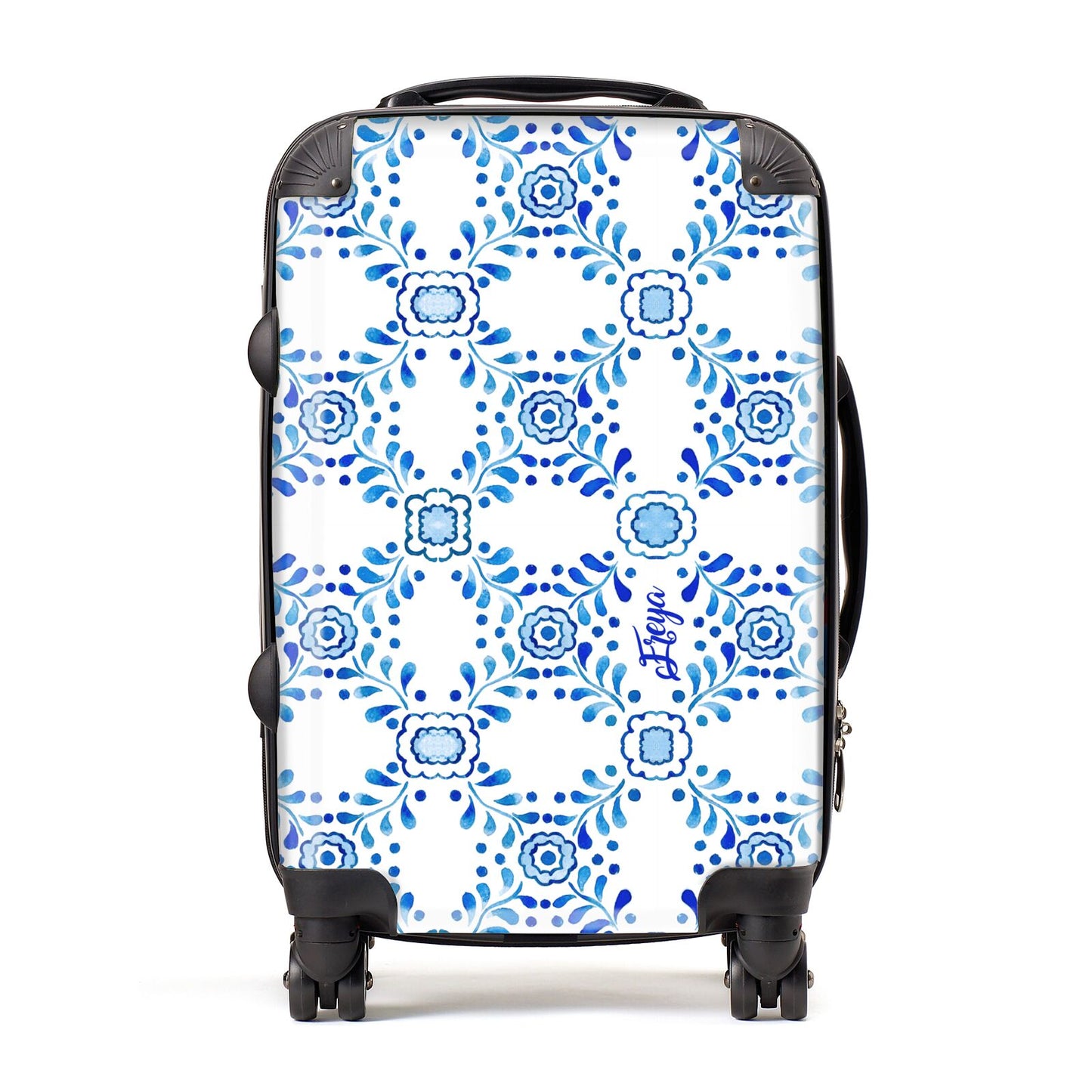 Personalised Floral Greek Tiles Suitcase
