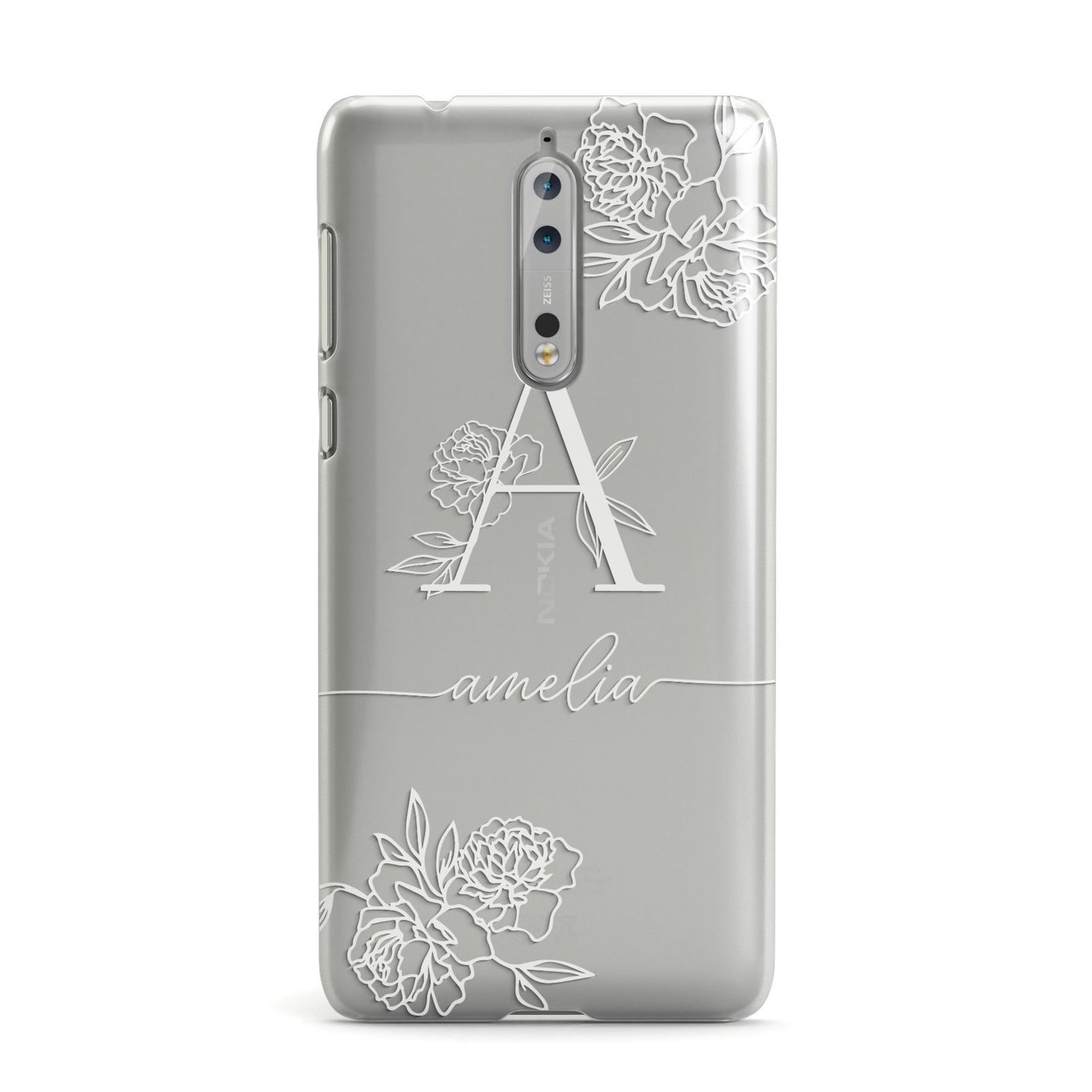 Personalised Floral Initial with Name Nokia Case