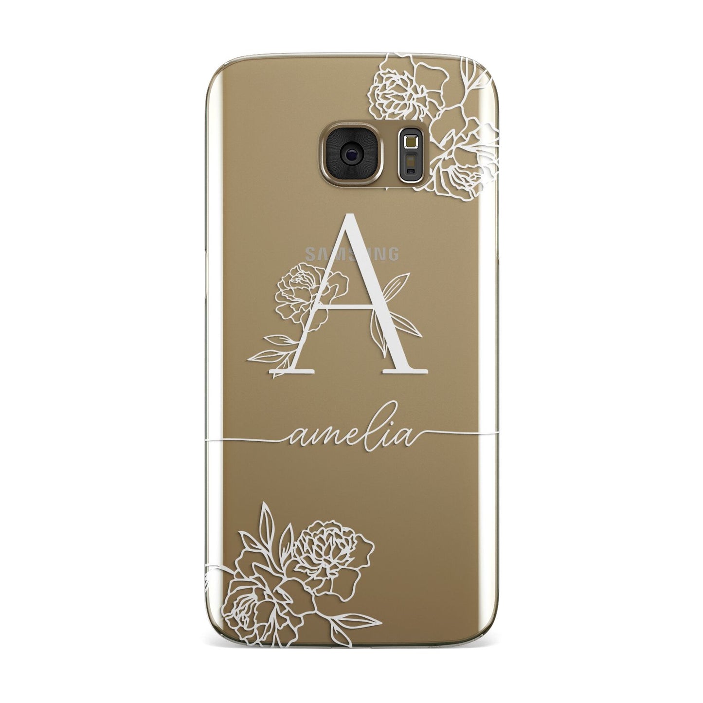 Personalised Floral Initial with Name Samsung Galaxy Case