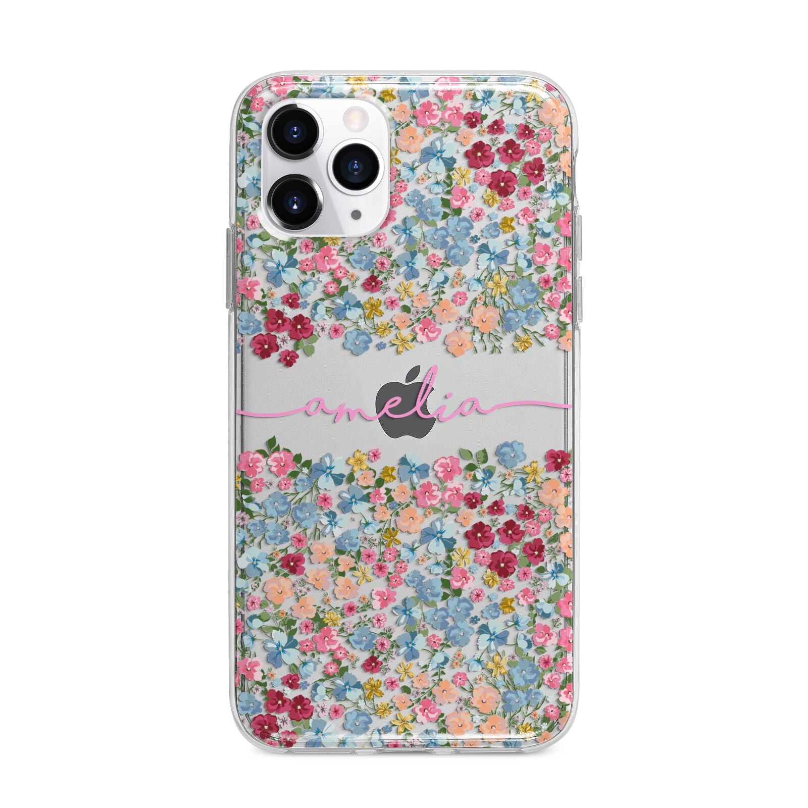 Personalised Floral Meadow Apple iPhone 11 Pro Max in Silver with Bumper Case