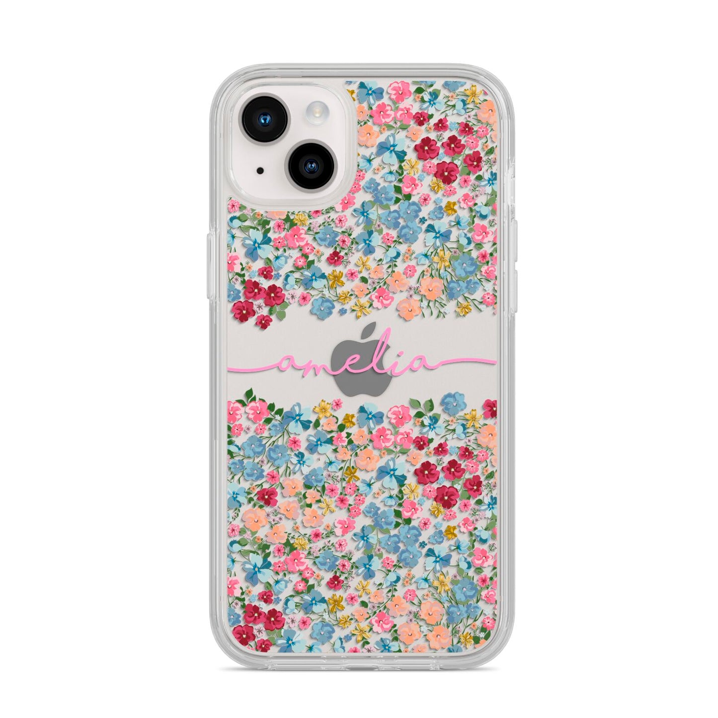 Personalised Floral Meadow iPhone 14 Plus Clear Tough Case Starlight