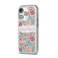 Personalised Floral Meadow iPhone 14 Pro Clear Tough Case Silver Angled Image