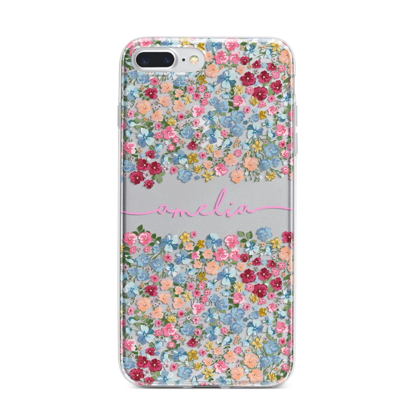 Personalised Floral Meadow iPhone 7 Plus Bumper Case on Silver iPhone
