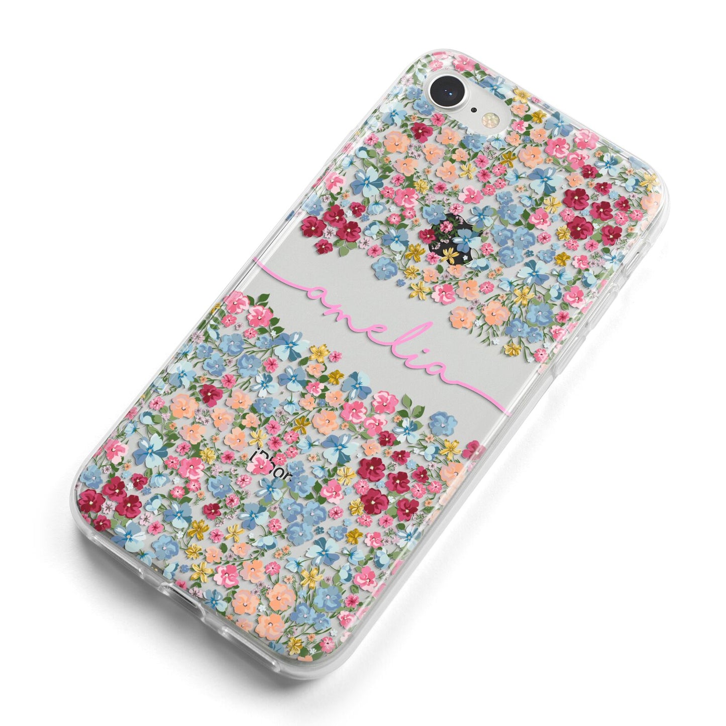 Personalised Floral Meadow iPhone 8 Bumper Case on Silver iPhone Alternative Image