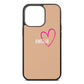 Personalised Font With Heart Nude Pebble Leather iPhone 13 Pro Case