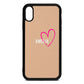 Personalised Font With Heart Nude Pebble Leather iPhone Xr Case