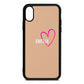 Personalised Font With Heart Nude Pebble Leather iPhone Xs Case