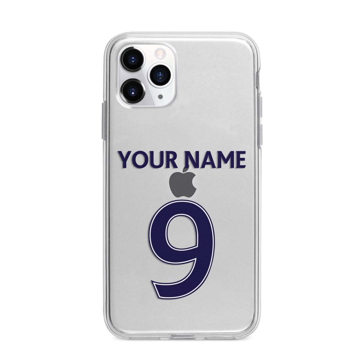 Personalised Football Name and Number Apple iPhone 11 Pro Max in Silver with Bumper Case