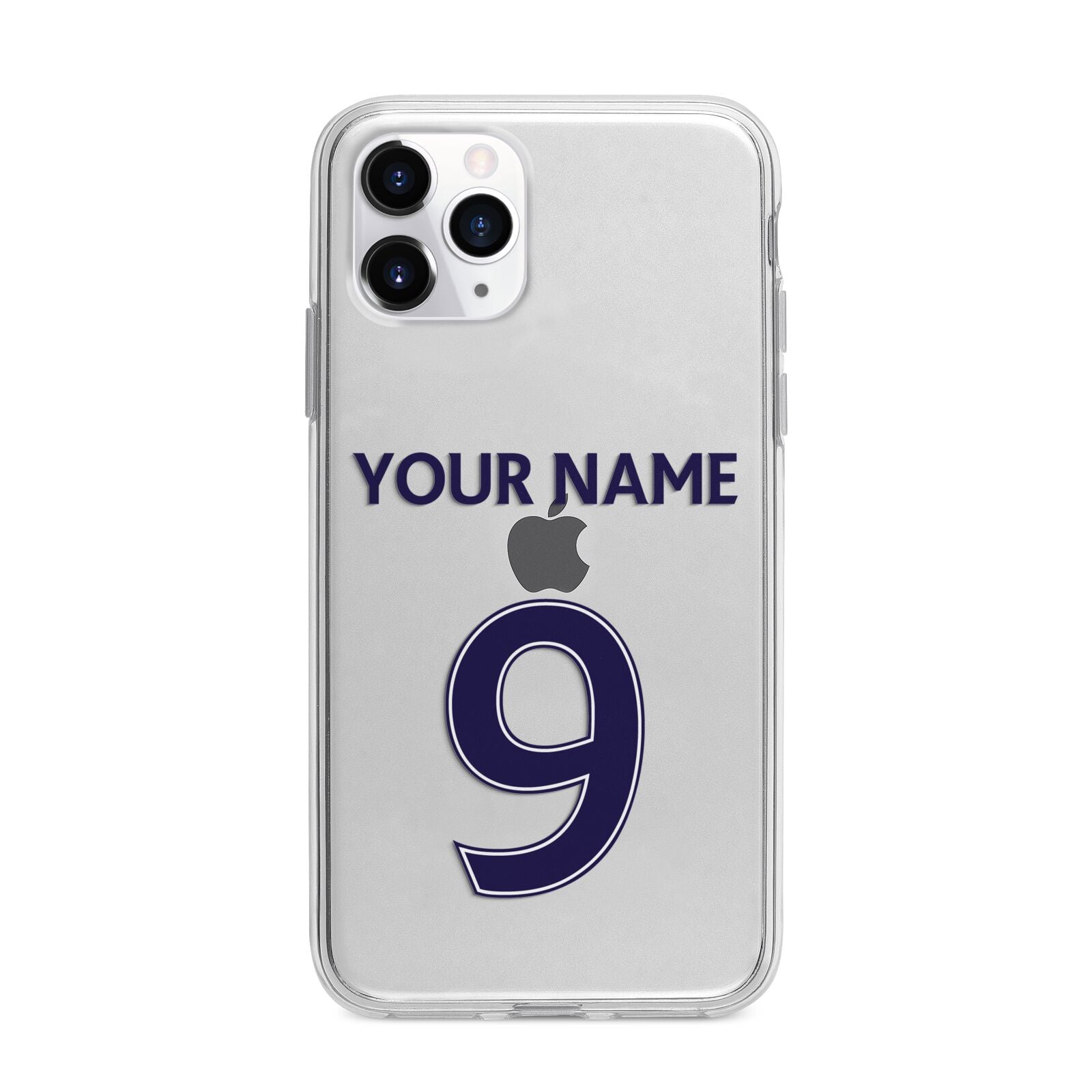 Personalised Football Name and Number Apple iPhone 11 Pro in Silver with Bumper Case