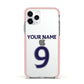 Personalised Football Name and Number Apple iPhone 11 Pro in Silver with Pink Impact Case