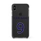 Personalised Football Name and Number Apple iPhone Xs Max Impact Case Black Edge on Black Phone