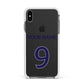 Personalised Football Name and Number Apple iPhone Xs Max Impact Case White Edge on Black Phone