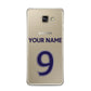 Personalised Football Name and Number Samsung Galaxy A3 2016 Case on gold phone