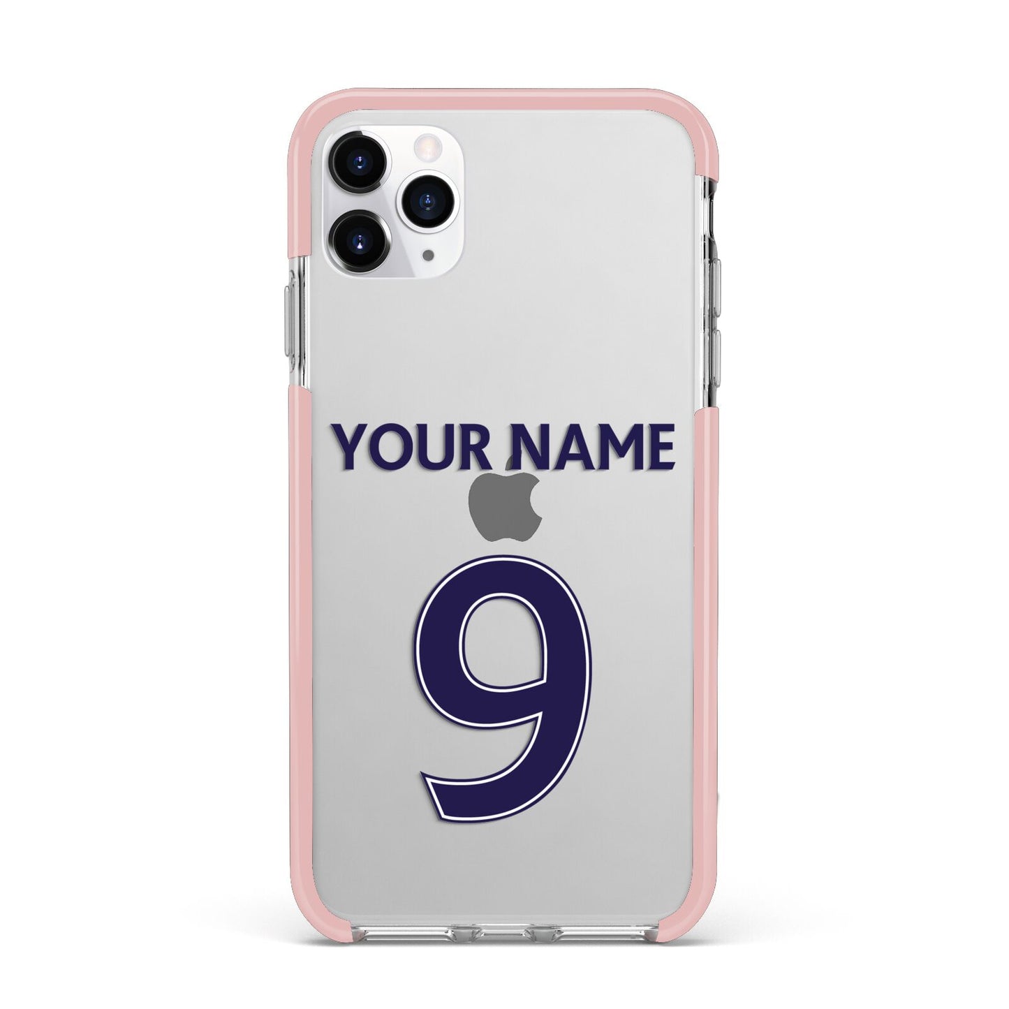 Personalised Football Name and Number iPhone 11 Pro Max Impact Pink Edge Case