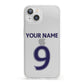 Personalised Football Name and Number iPhone 13 Clear Bumper Case
