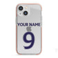 Personalised Football Name and Number iPhone 13 Mini TPU Impact Case with Pink Edges