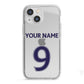 Personalised Football Name and Number iPhone 13 Mini TPU Impact Case with White Edges