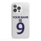 Personalised Football Name and Number iPhone 13 Pro Clear Bumper Case