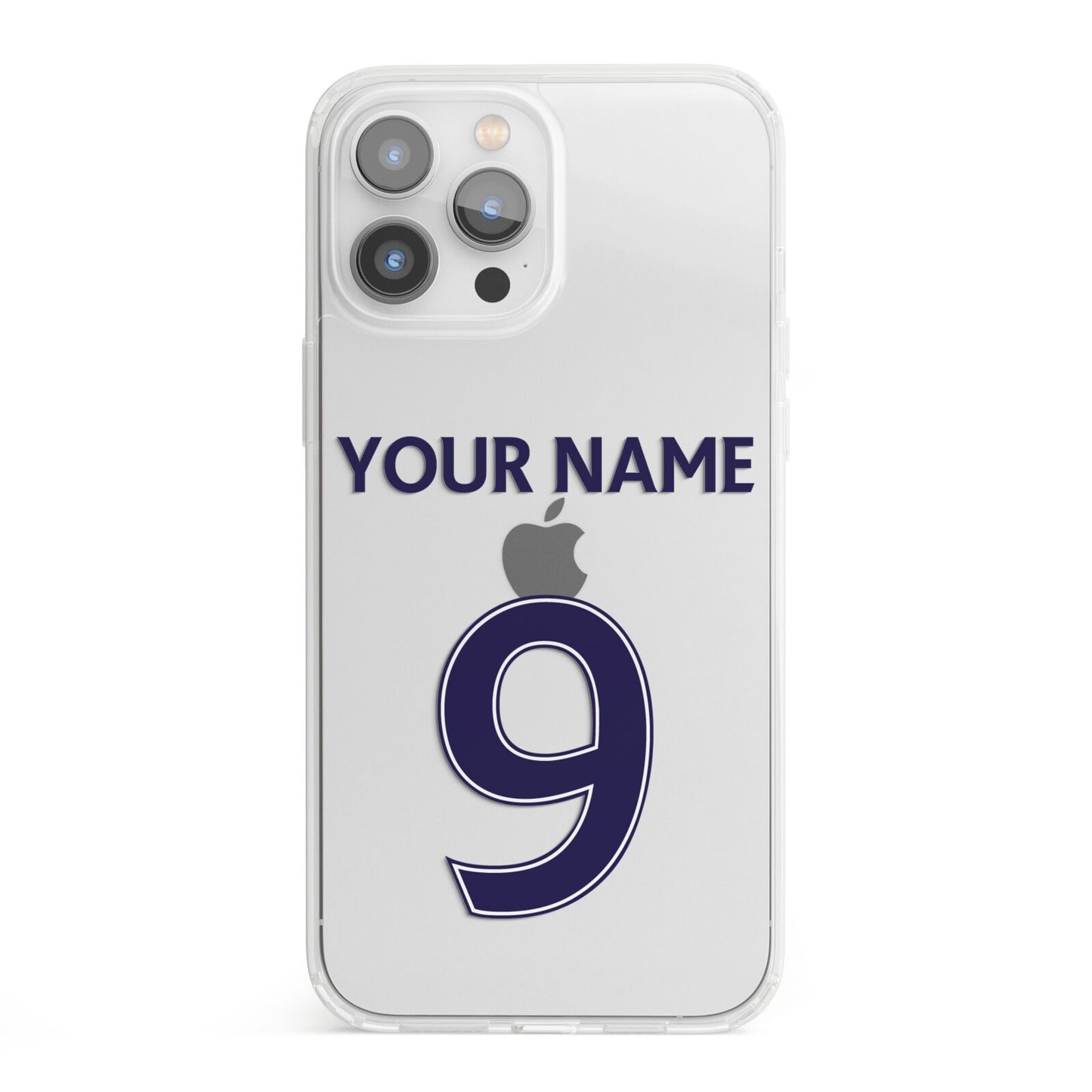 Personalised Football Name and Number iPhone 13 Pro Max Clear Bumper Case