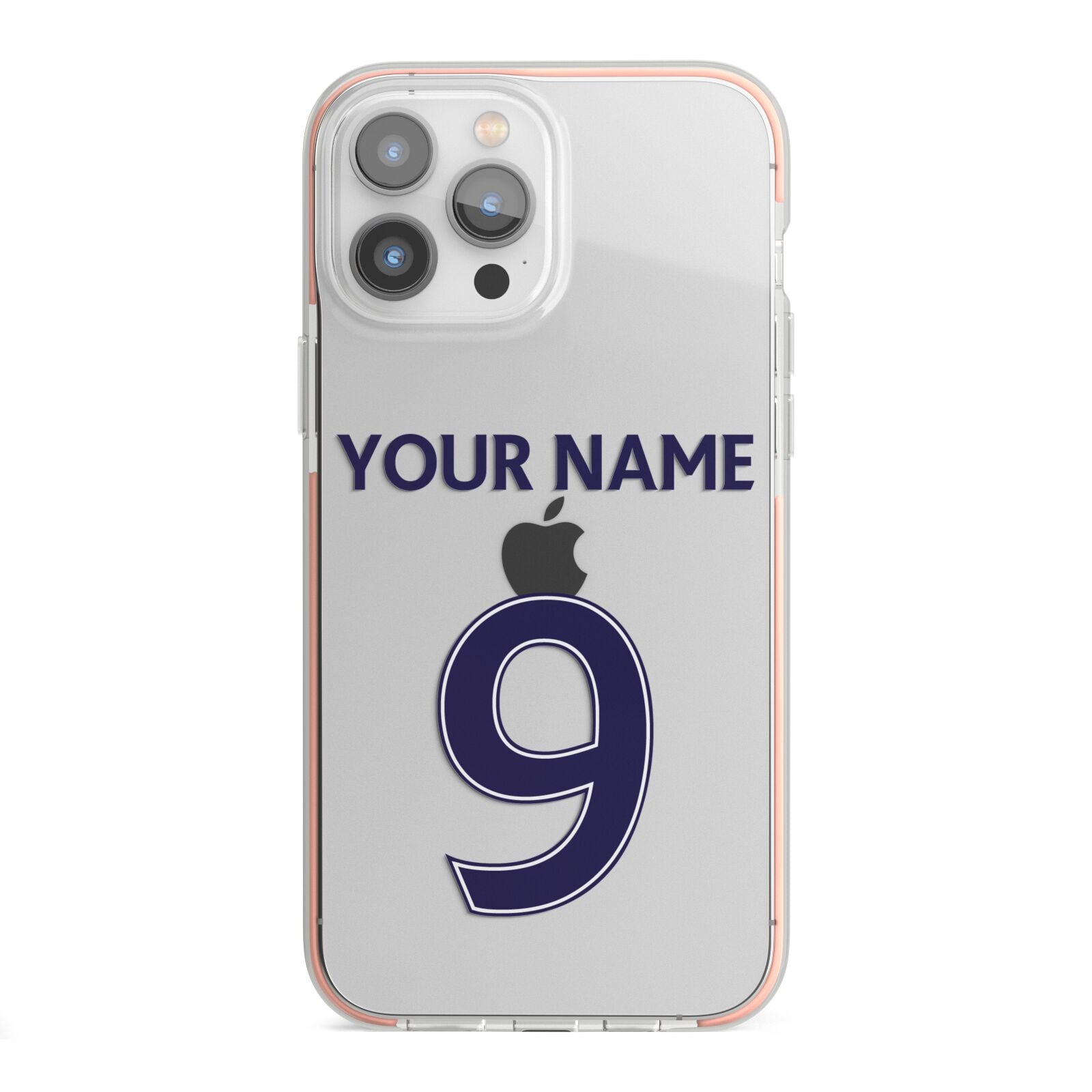 Personalised Football Name and Number iPhone 13 Pro Max TPU Impact Case with Pink Edges