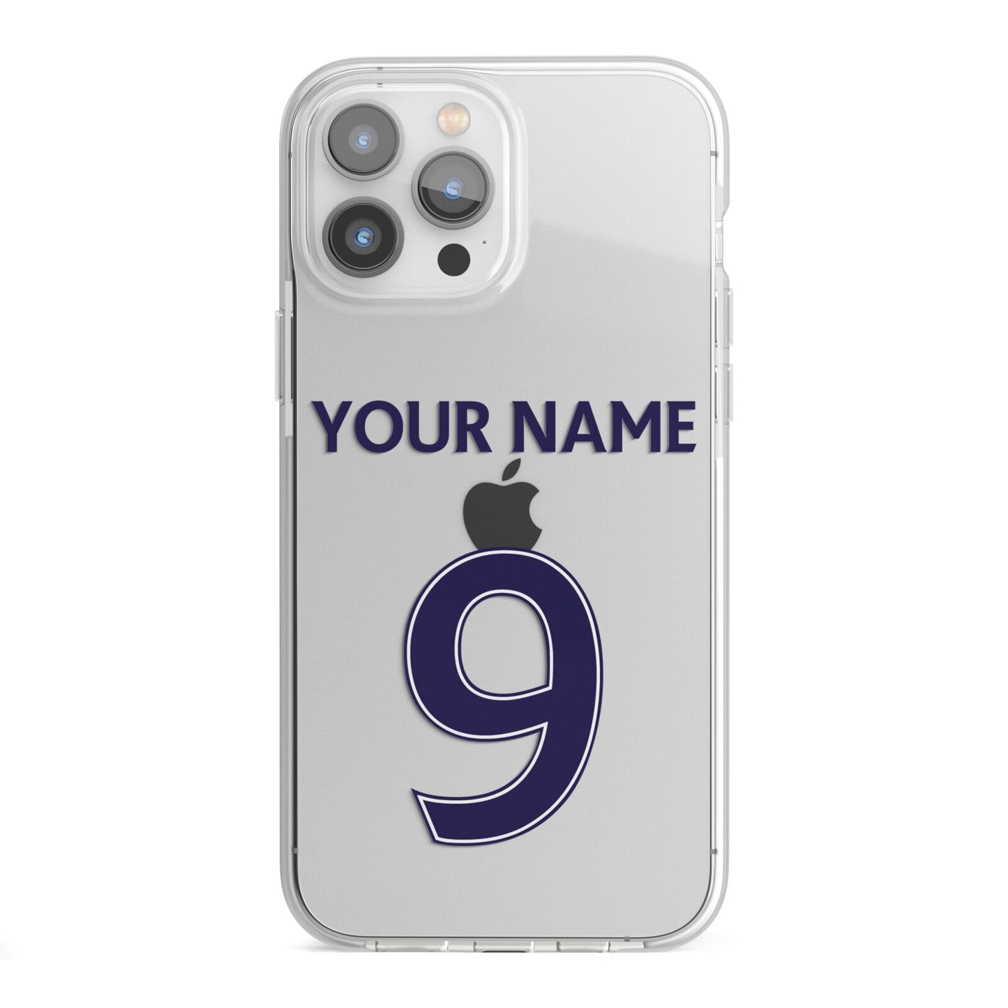 Personalised Football Name and Number iPhone 13 Pro Max TPU Impact Case with White Edges