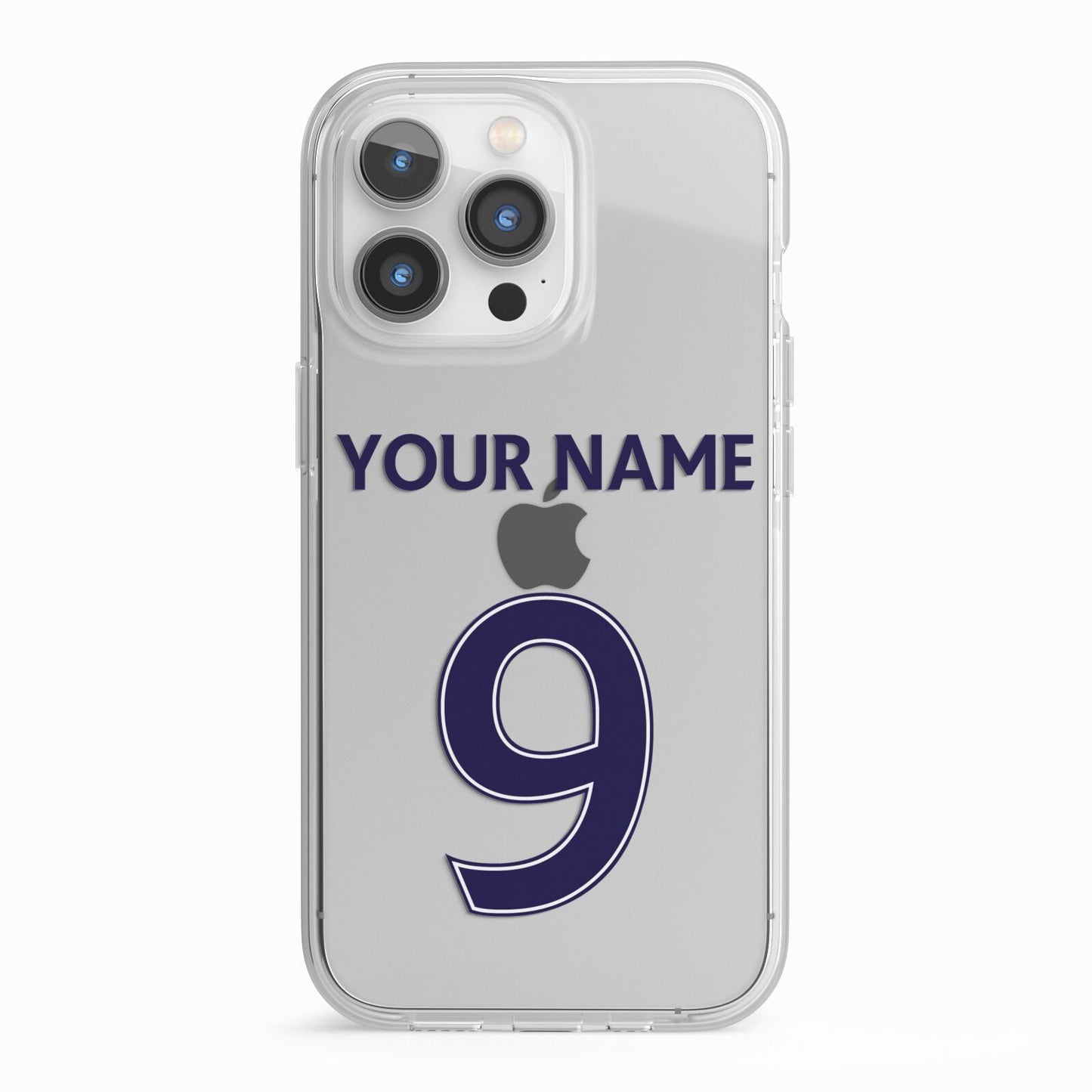 Personalised Football Name and Number iPhone 13 Pro TPU Impact Case with White Edges
