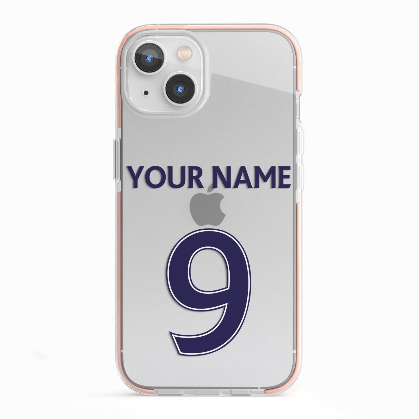 Personalised Football Name and Number iPhone 13 TPU Impact Case with Pink Edges