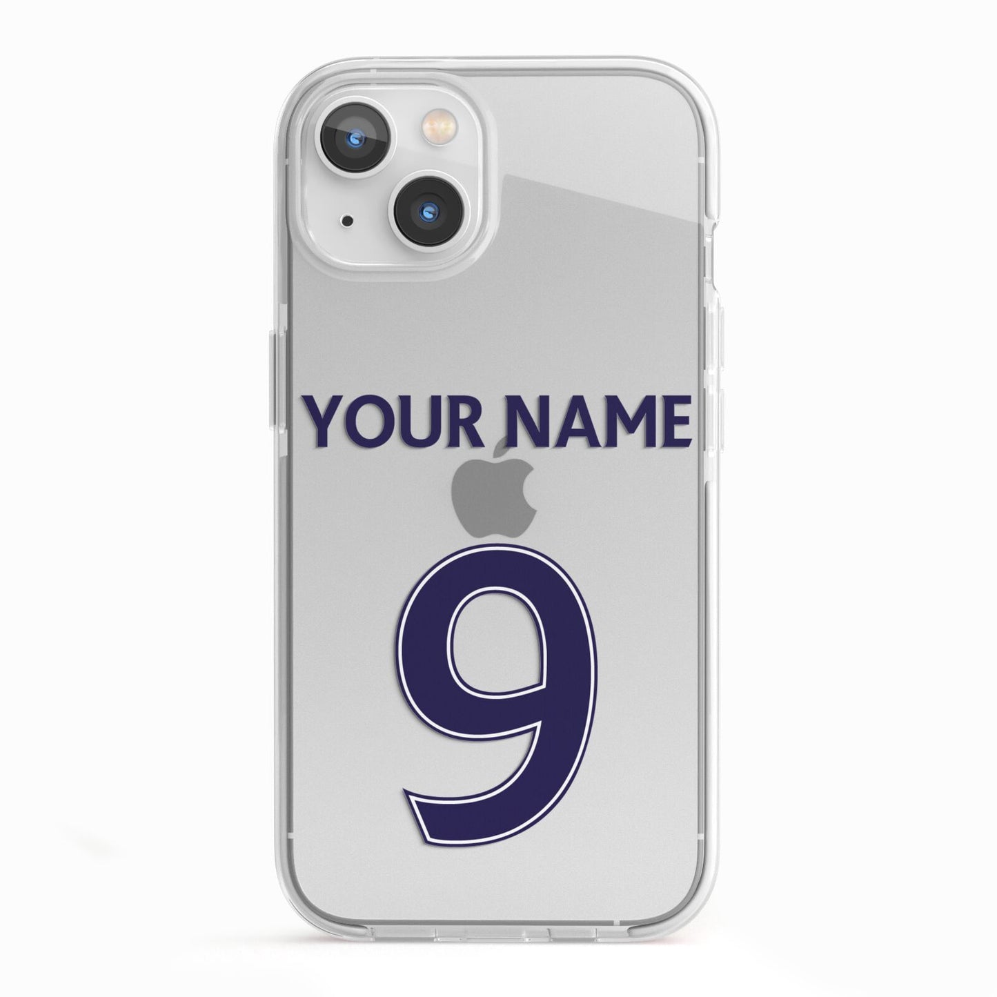 Personalised Football Name and Number iPhone 13 TPU Impact Case with White Edges