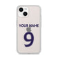 Personalised Football Name and Number iPhone 14 Clear Tough Case Starlight
