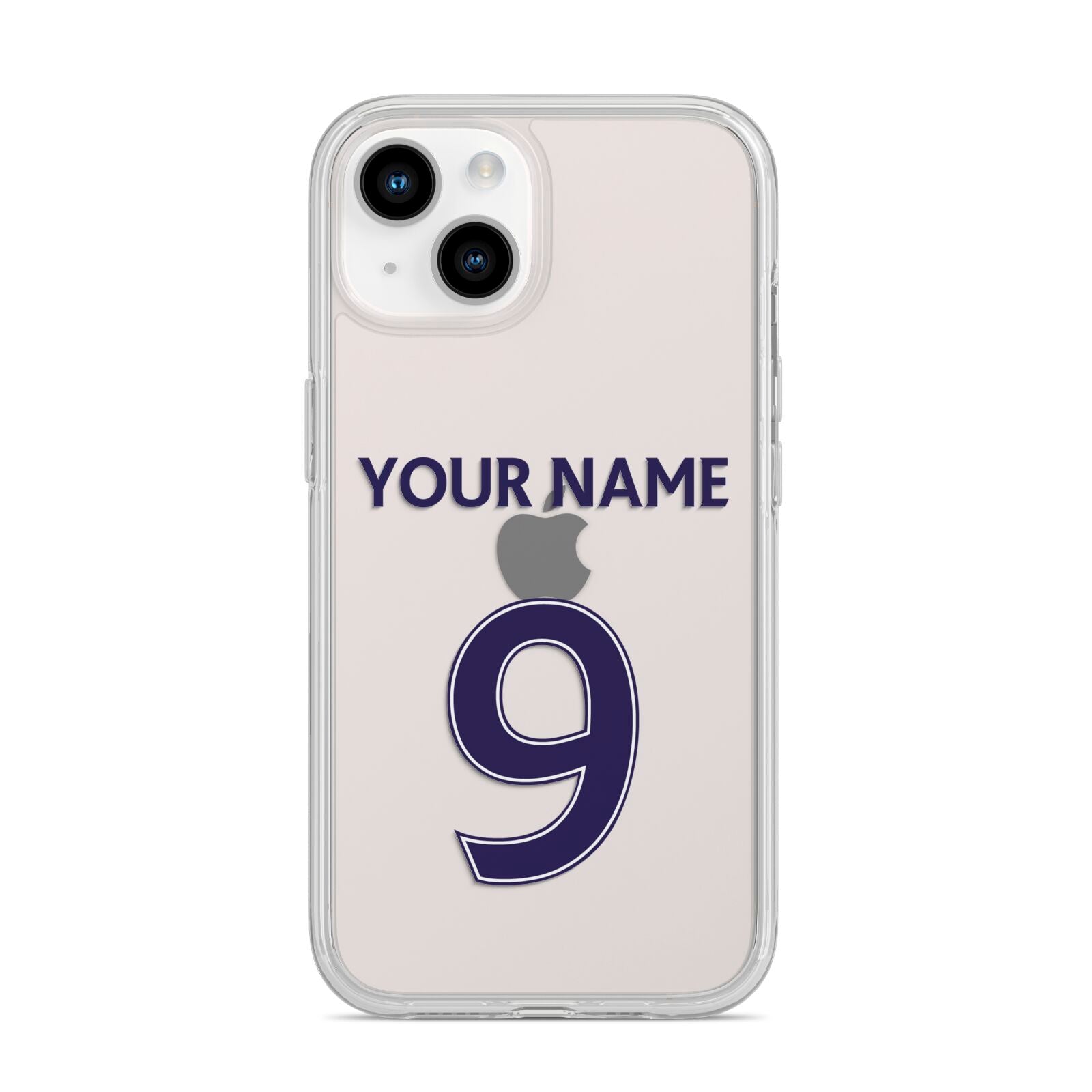 Personalised Football Name and Number iPhone 14 Clear Tough Case Starlight