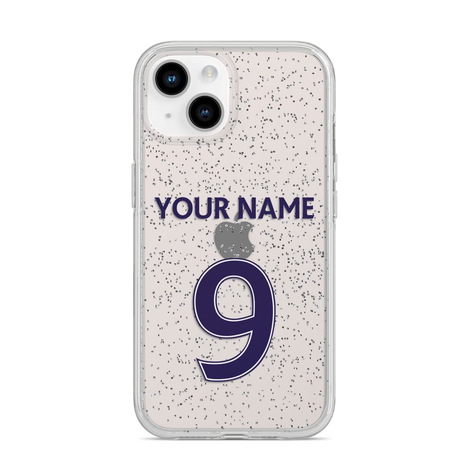 Personalised Football Name and Number iPhone 14 Glitter Tough Case Starlight