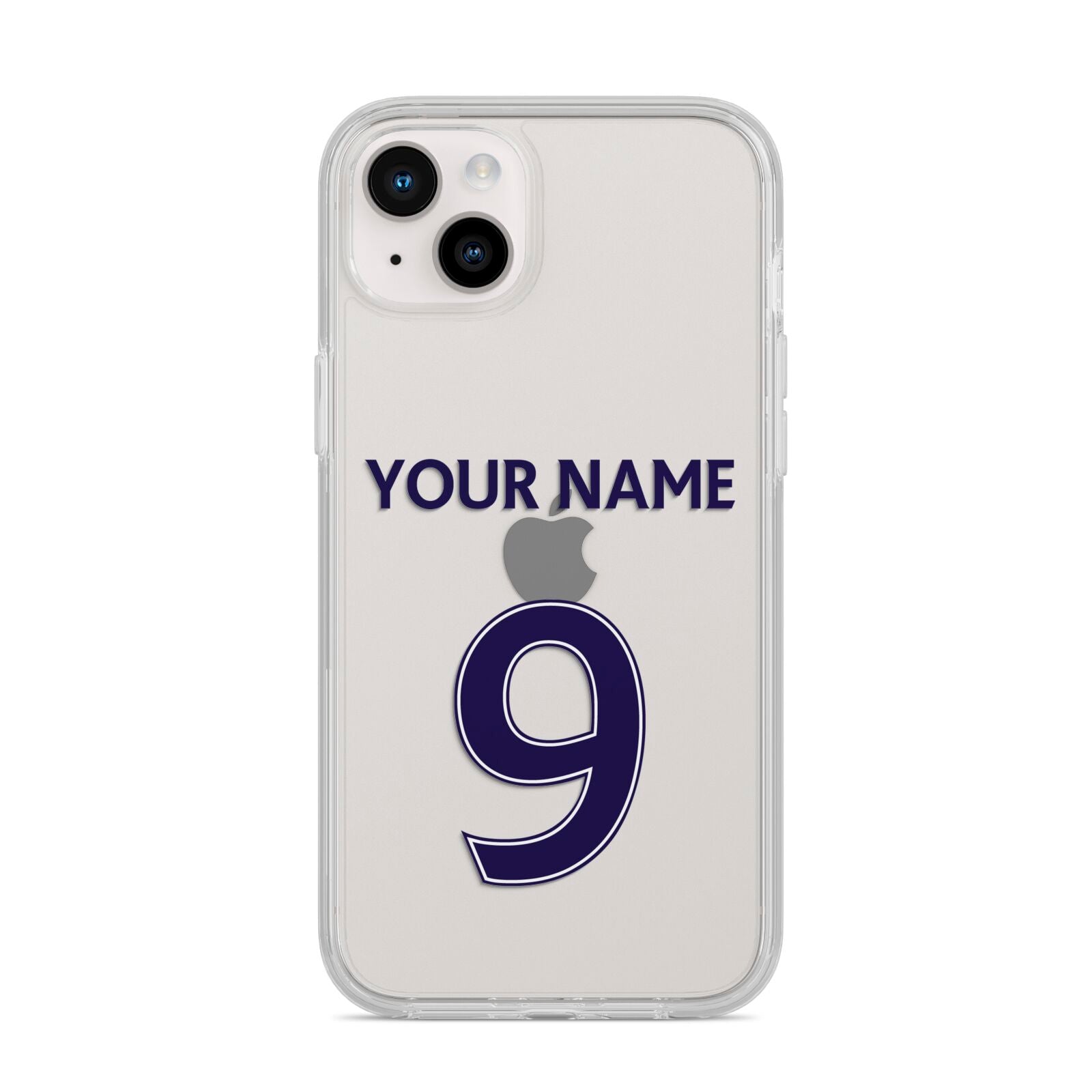 Personalised Football Name and Number iPhone 14 Plus Clear Tough Case Starlight