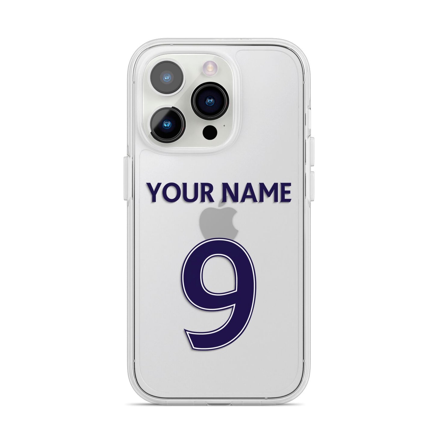 Personalised Football Name and Number iPhone 14 Pro Clear Tough Case Silver