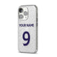 Personalised Football Name and Number iPhone 14 Pro Glitter Tough Case Silver Angled Image