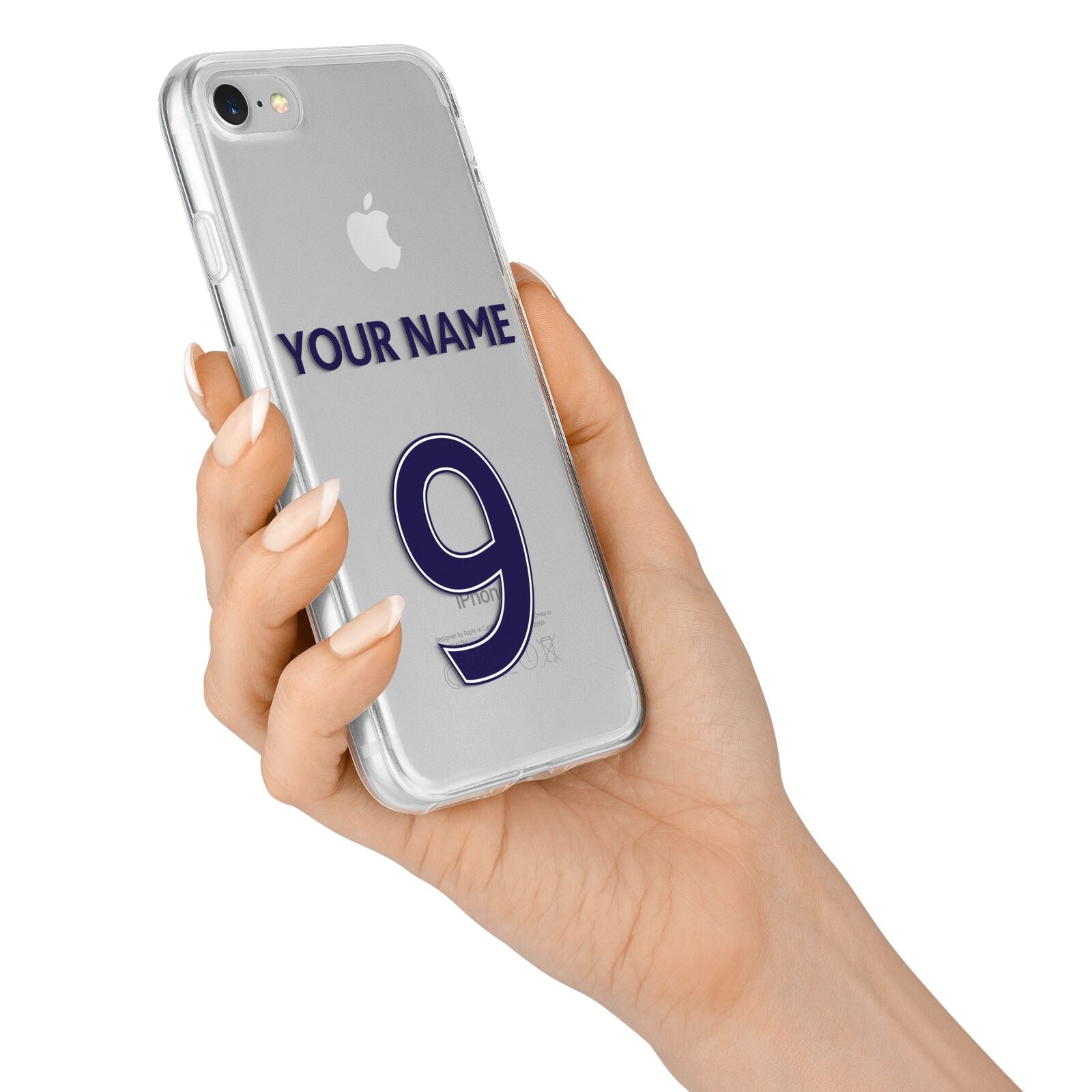 Personalised Football Name and Number iPhone 7 Bumper Case on Silver iPhone Alternative Image