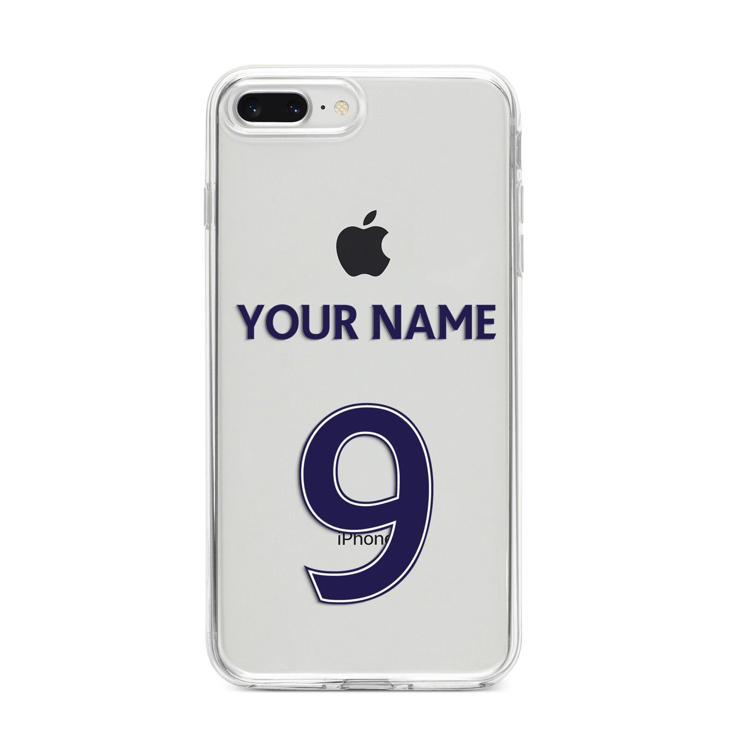 Personalised Football Name and Number iPhone 8 Plus Bumper Case on Silver iPhone