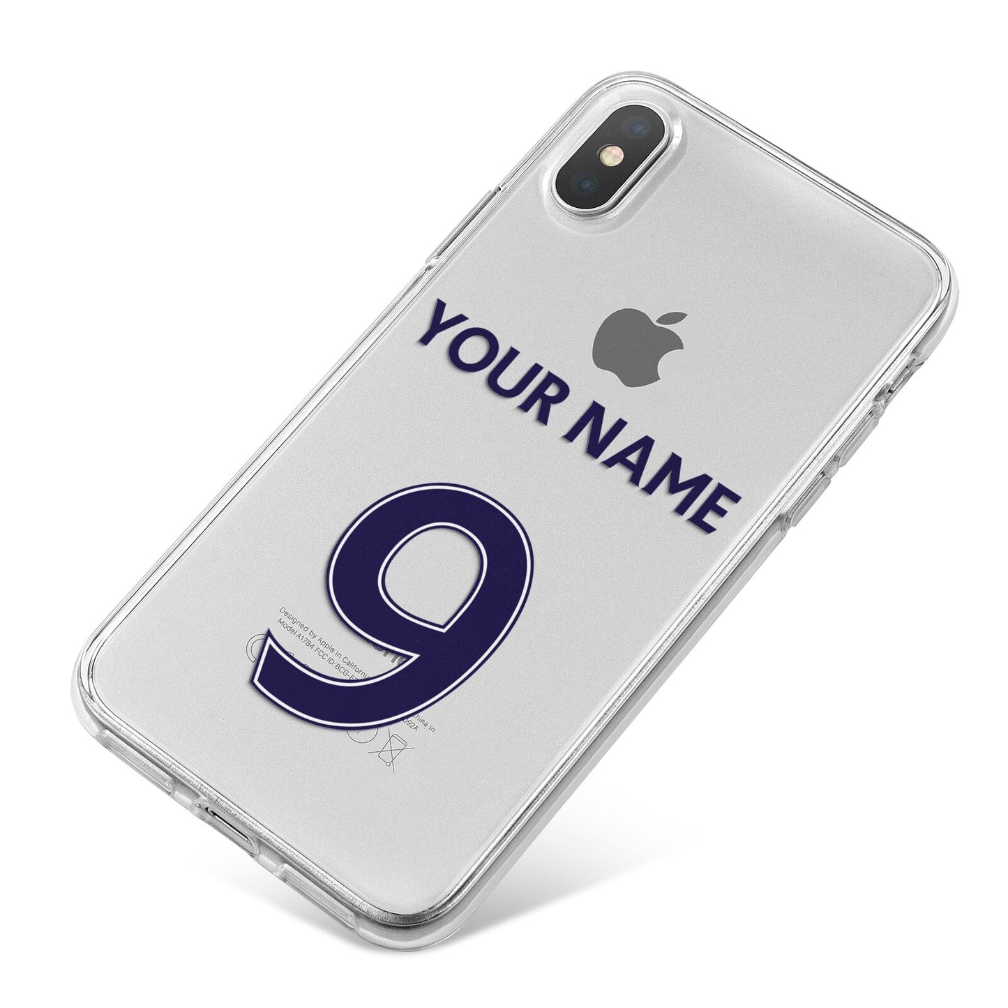 Personalised Football Name and Number iPhone X Bumper Case on Silver iPhone