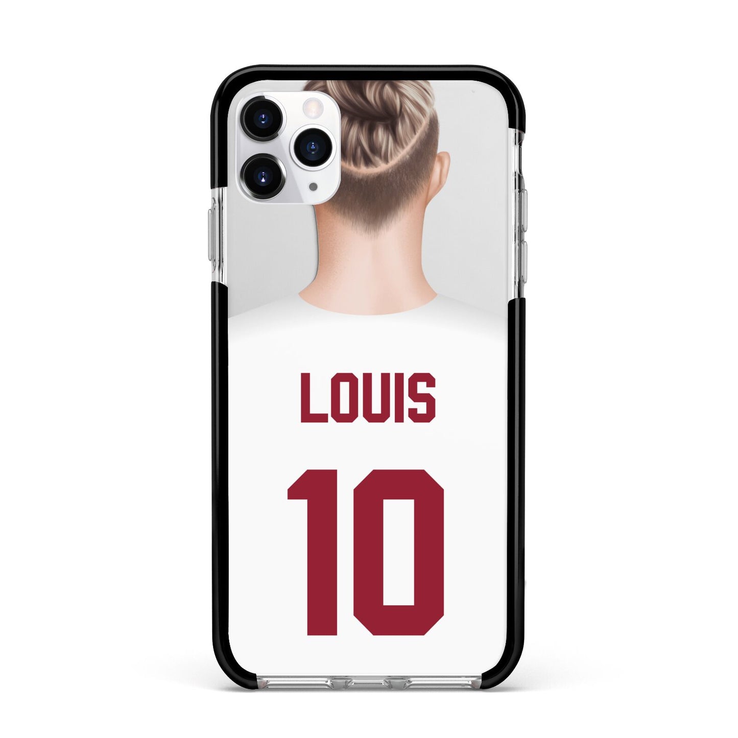 Personalised Football Shirt Apple iPhone 11 Pro Max in Silver with Black Impact Case