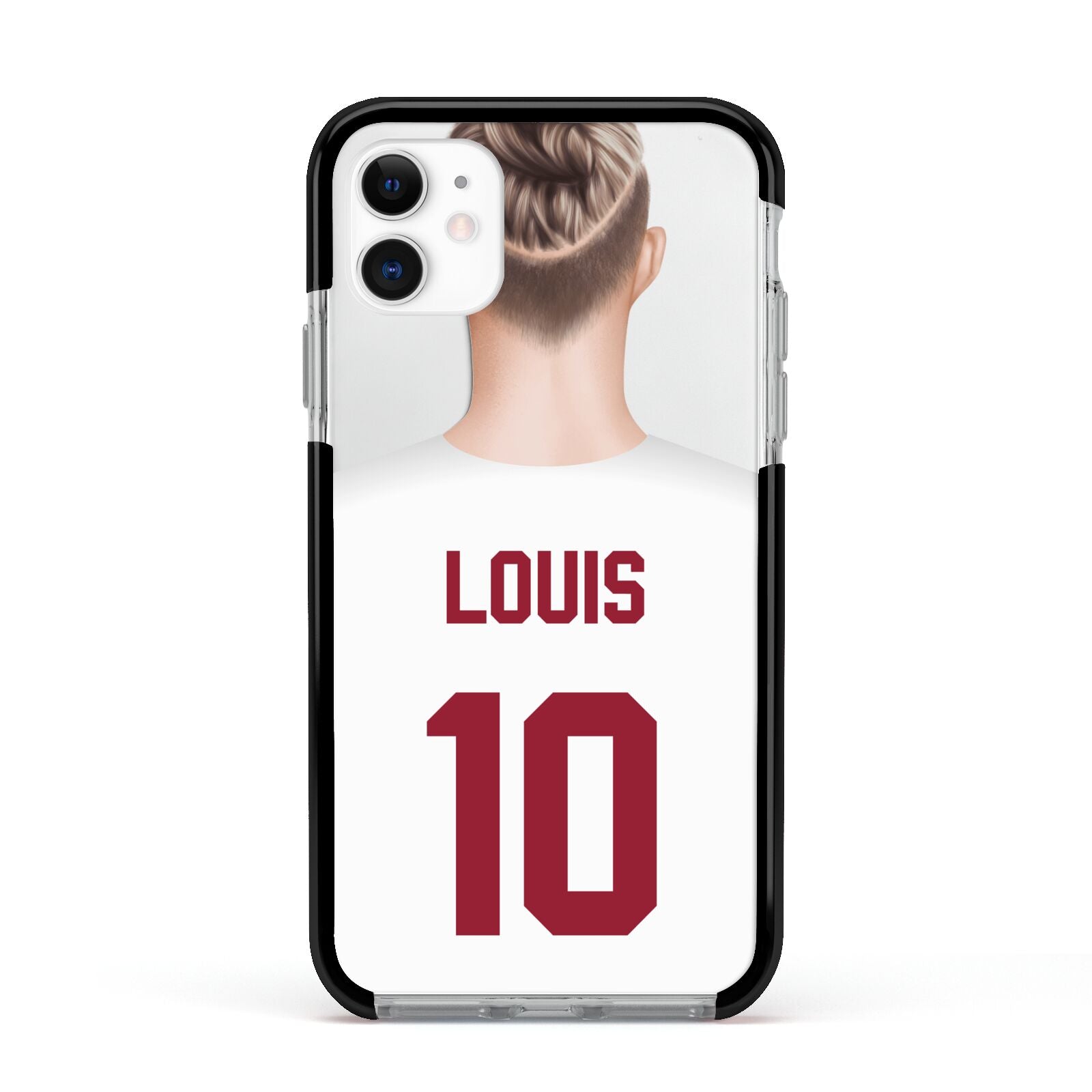 Personalised Football Shirt Apple iPhone 11 in White with Black Impact Case