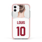 Personalised Football Shirt Apple iPhone 11 in White with Pink Impact Case
