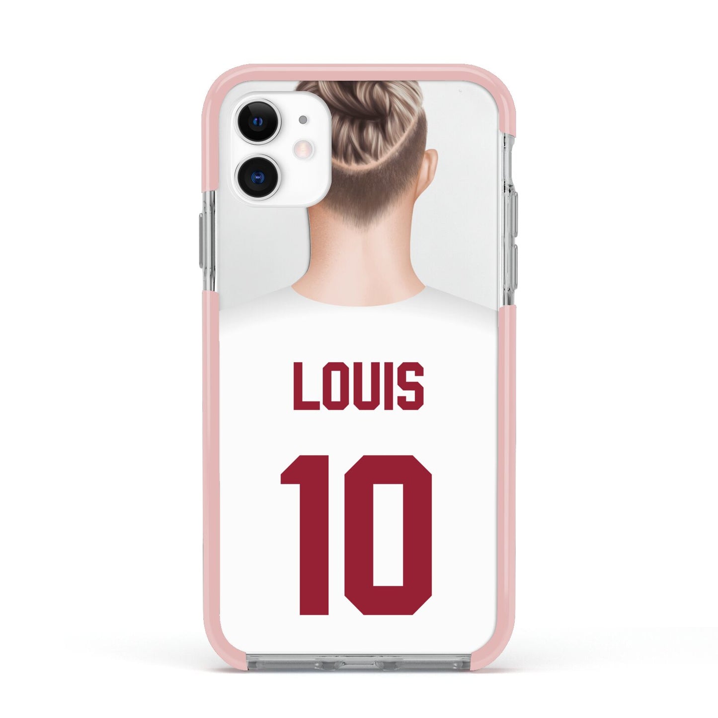 Personalised Football Shirt Apple iPhone 11 in White with Pink Impact Case