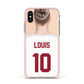 Personalised Football Shirt Apple iPhone Xs Impact Case Pink Edge on Gold Phone