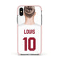 Personalised Football Shirt Apple iPhone Xs Impact Case Pink Edge on Silver Phone