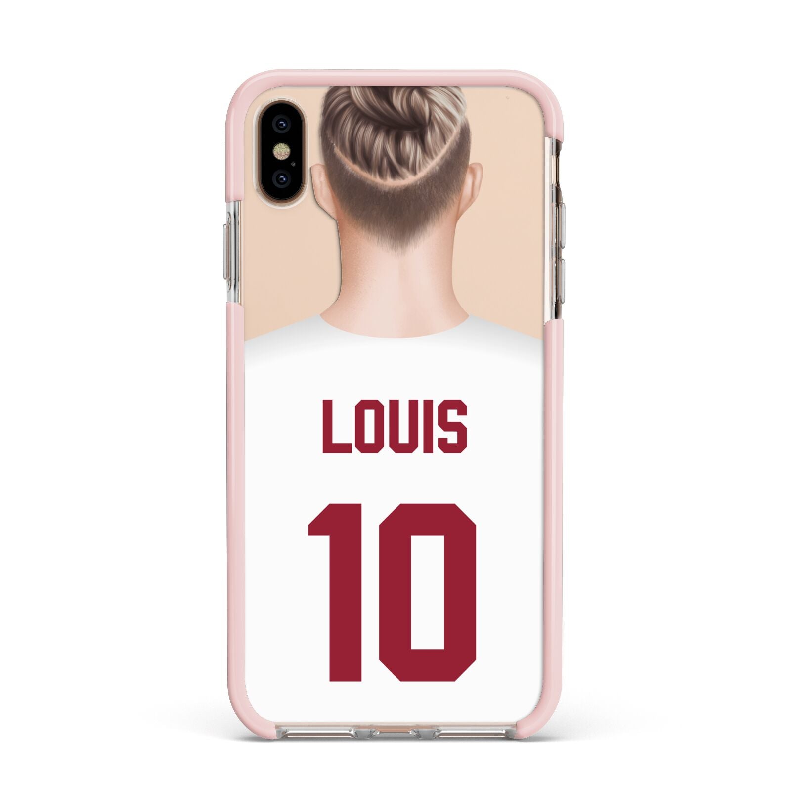 Personalised Football Shirt Apple iPhone Xs Max Impact Case Pink Edge on Gold Phone