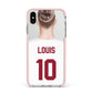 Personalised Football Shirt Apple iPhone Xs Max Impact Case Pink Edge on Silver Phone